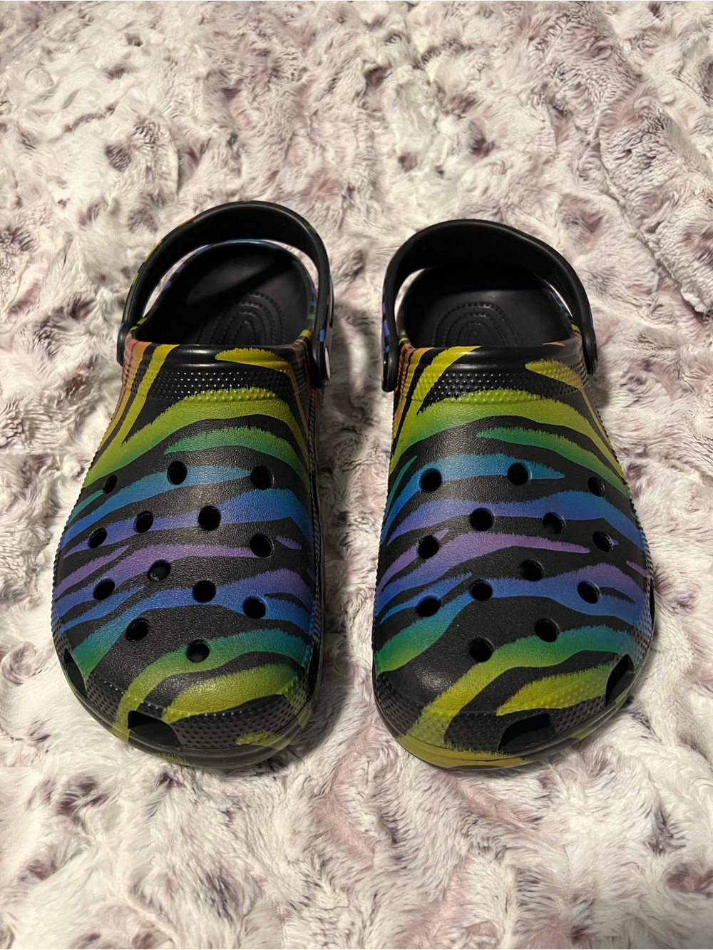 Rainbow Zebra Clog - Black Multi